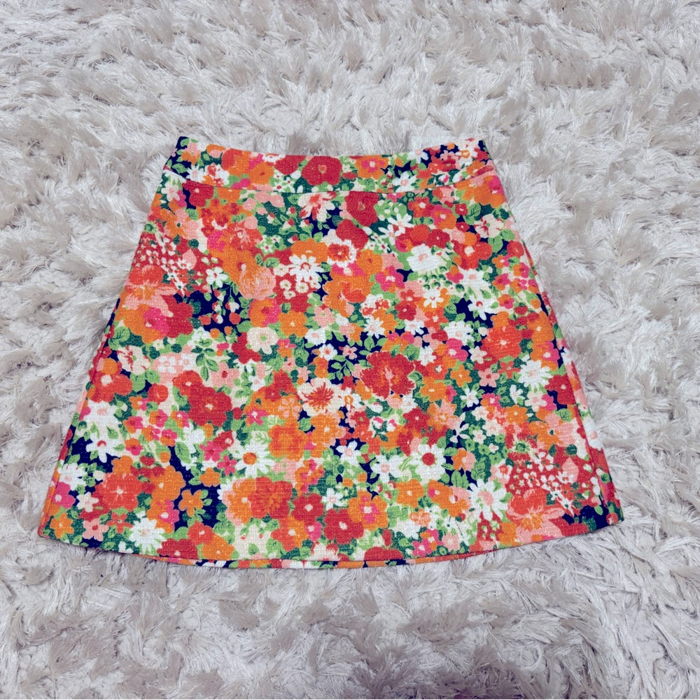 NEW JULIE BROWN NY Skirt Mini Dixie size Small multi color floral gold shimmer